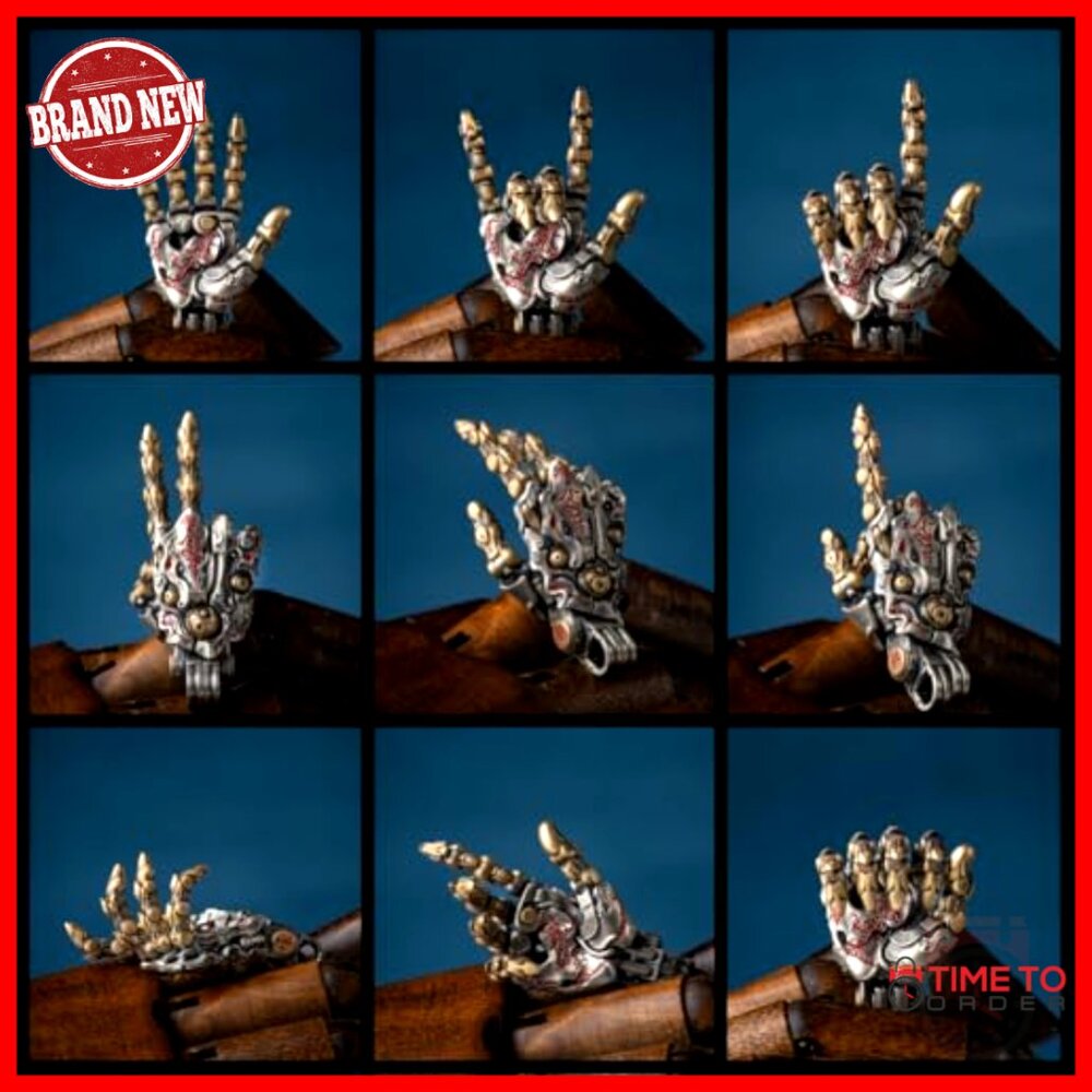 Mechanical Hand Pendant with Movable Fingers, Brass & White Bronze Sculpture - Picture 3 of 7